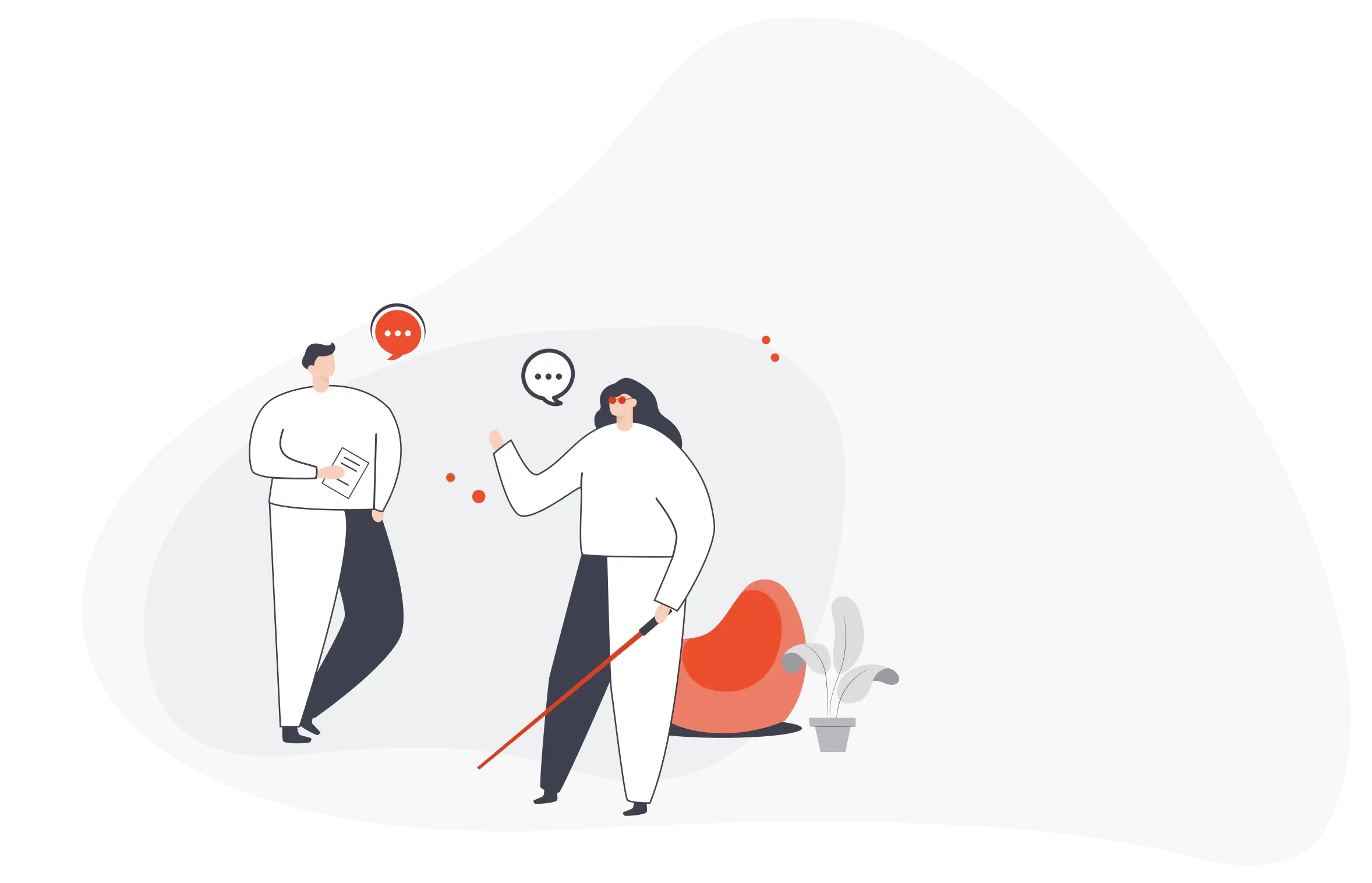 Illustrazione raffigurante due persone che conversano